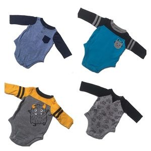 GARANIMALS Bodysuits Long Sleeve Bundle of Four Boys Size 0-3 months